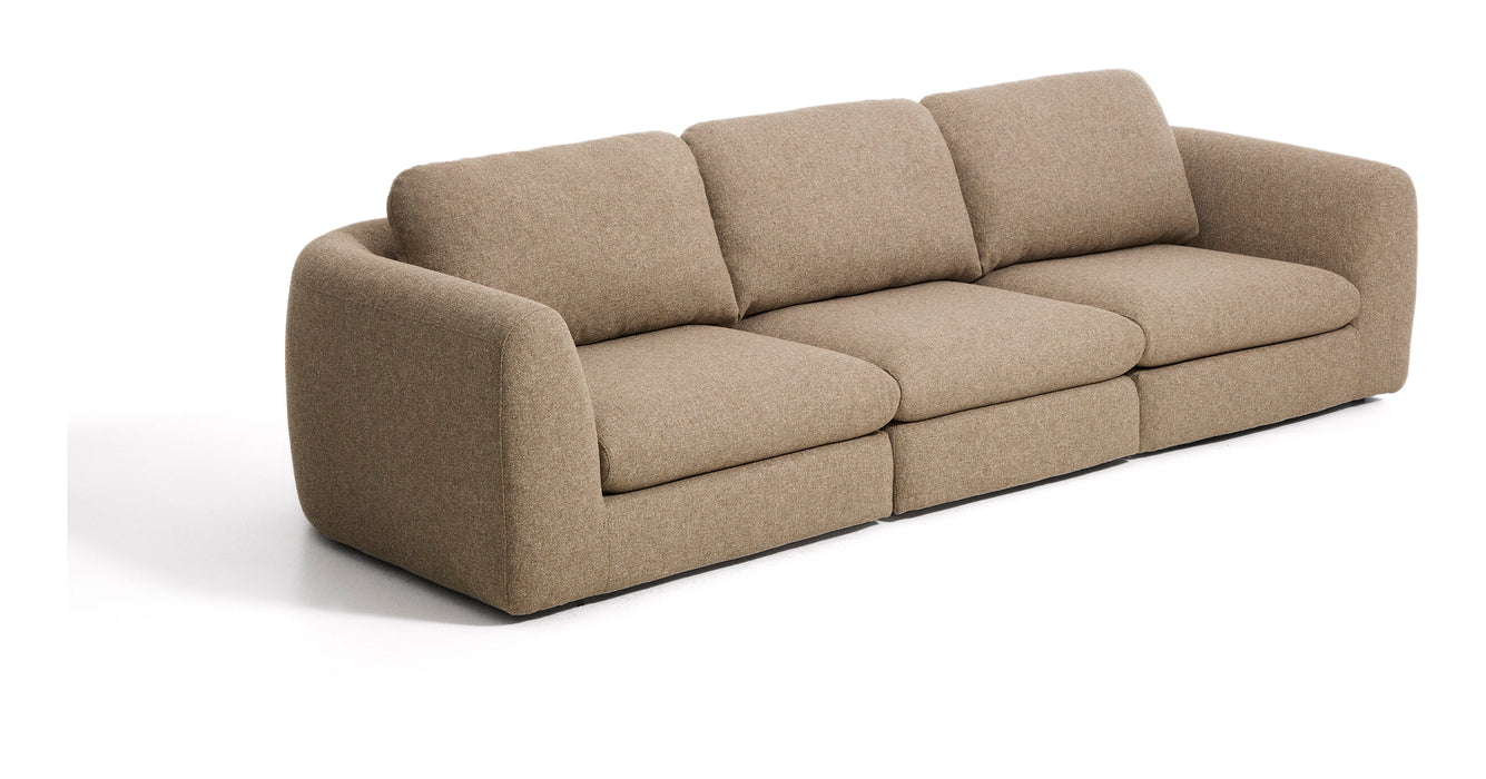 Kave Home 4-zits Bank Vera 320cm, Structuurstof - Lichtbruin