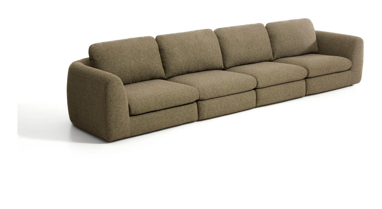 Kave Home 6-zits Bank Vera 410cm, Structuurstof - Olijfgroen