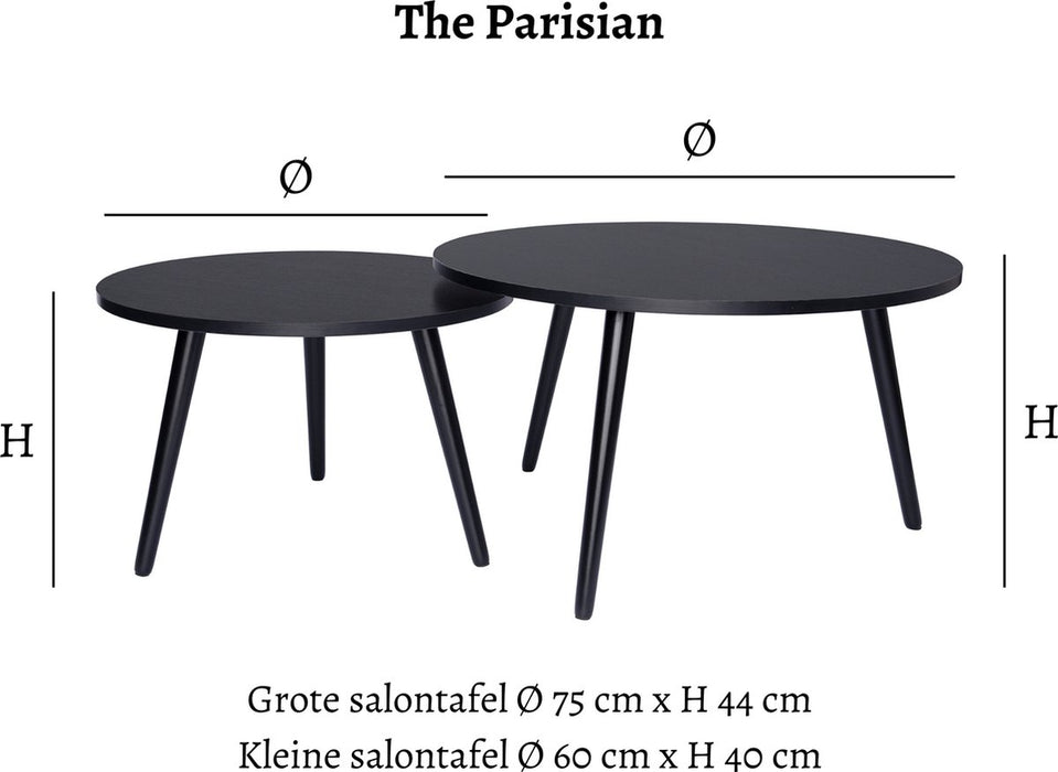 Salontafels Set The Parisian - Zwart - Rond - Hout - Industrieel