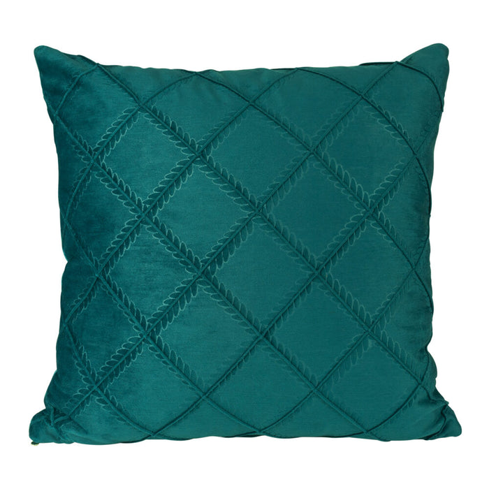 QUVIO Sierkussen fluweel – Gevuld – Ruit patroon – 45 x 45 cm – Donkergroen - ThatLyfeStyle