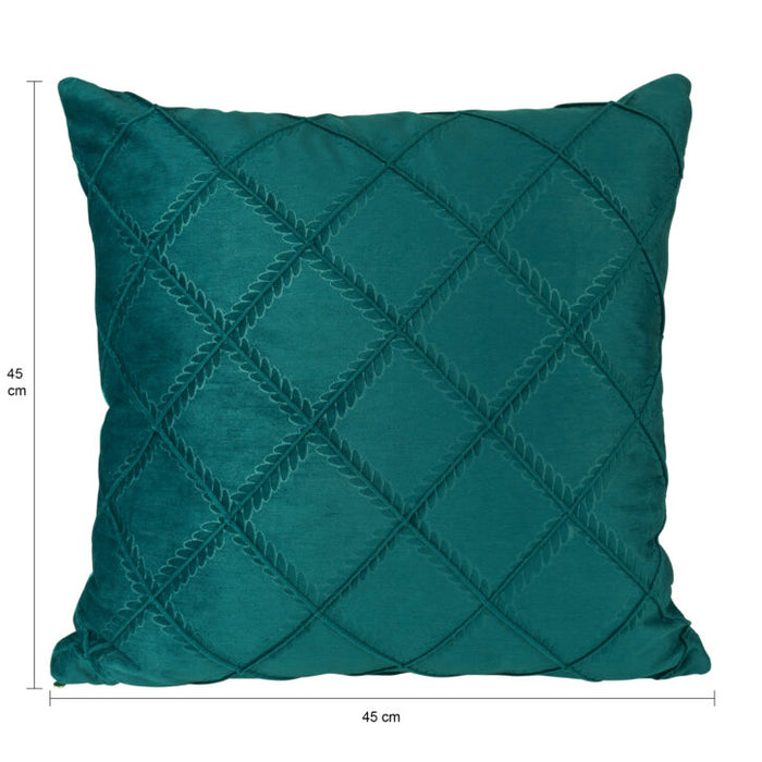 QUVIO Sierkussen fluweel – Gevuld – Ruit patroon – 45 x 45 cm – Donkergroen - ThatLyfeStyle
