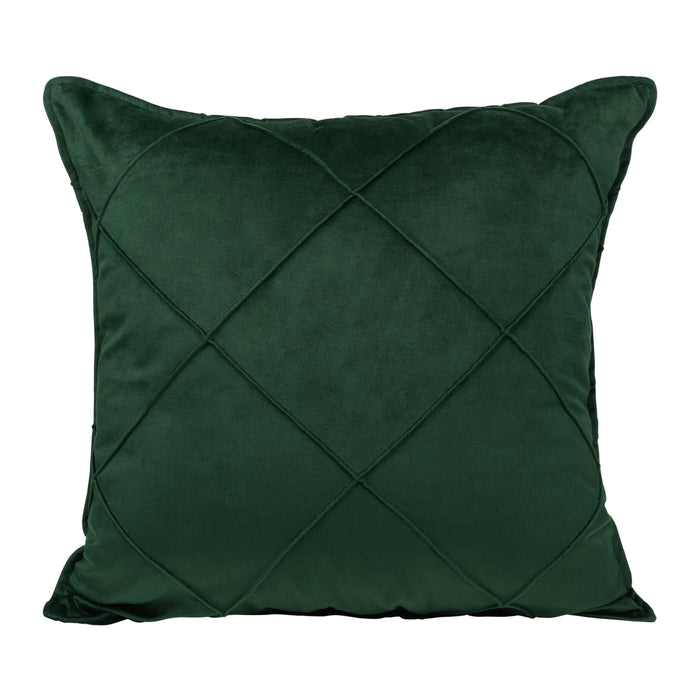 QUVIO Sierkussen geruit - Gevuld - Fluweel 50 x 50 cm - Donkergroen