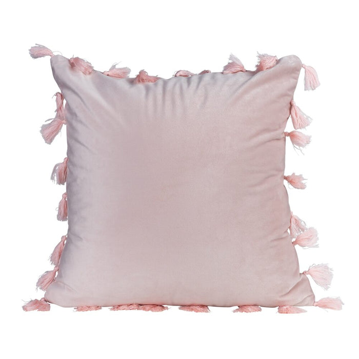 QUVIO Sierkussen met franjes – Gevuld – 45 x 45 cm – Lichtroze - ThatLyfeStyle
