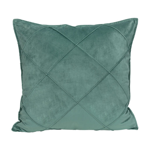 QUVIO Sierkussen geruit - Gevuld - Fluweel - 50 x 50 cm - Eucalyptus groen