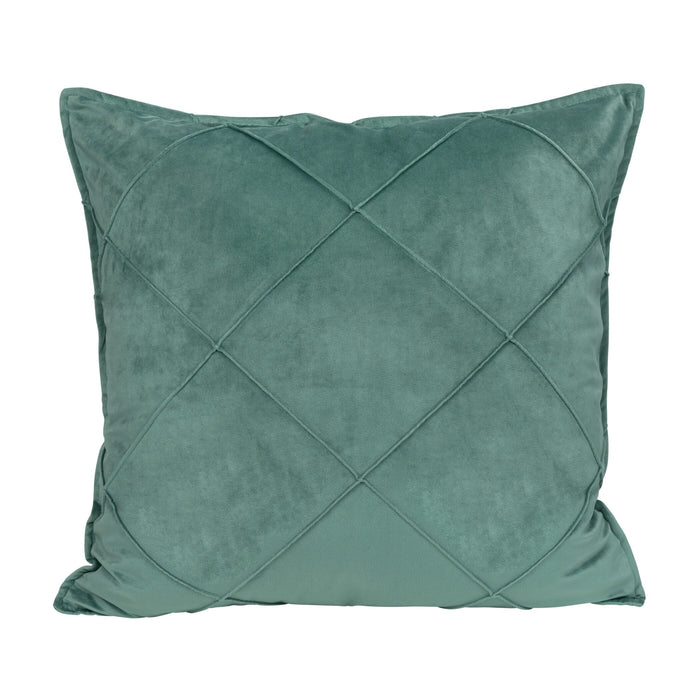 QUVIO Sierkussen geruit - Gevuld - Fluweel - 50 x 50 cm - Eucalyptus groen