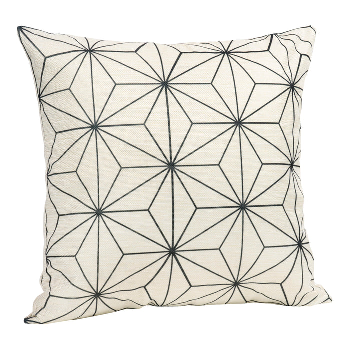 QUVIO Sierkussen met ster patroon - Gevuld - 45 x 45 cm - Zwart/Beige