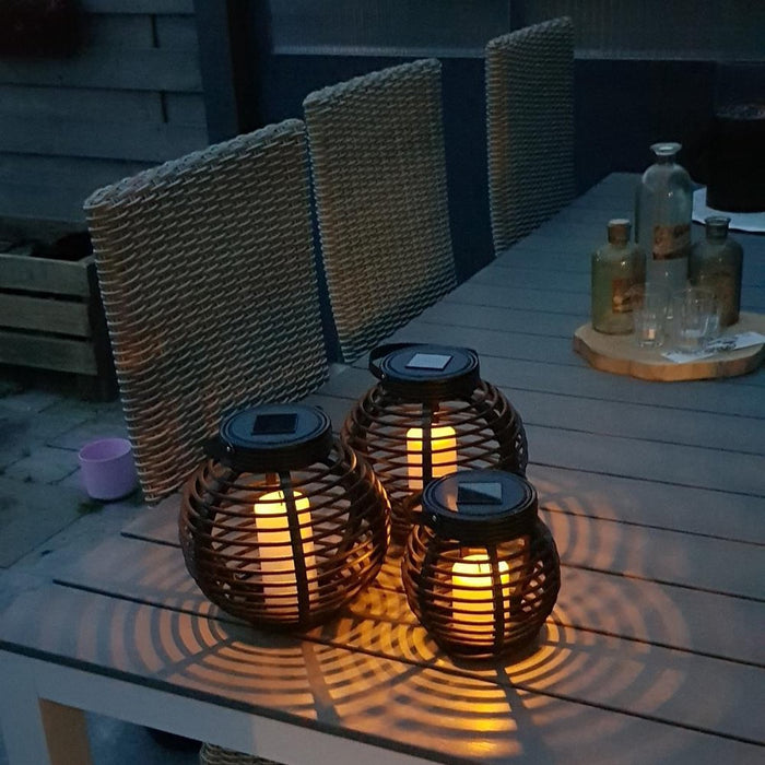 Solar lantaarn buiten 'Basket' medium - 3 stuks