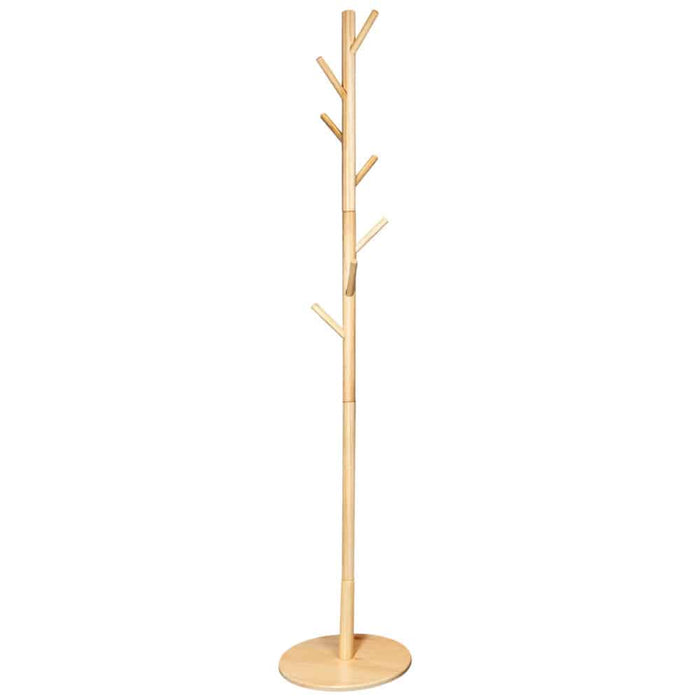 QUVIO Staande kapstok hout – 175 cm hoog – 8 ophanghaken – Lichtbruin - ThatLyfeStyle