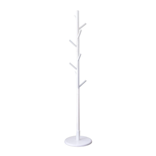 QUVIO Staande kapstok hout - 175 cm hoog - 8 ophanghaken - Wit