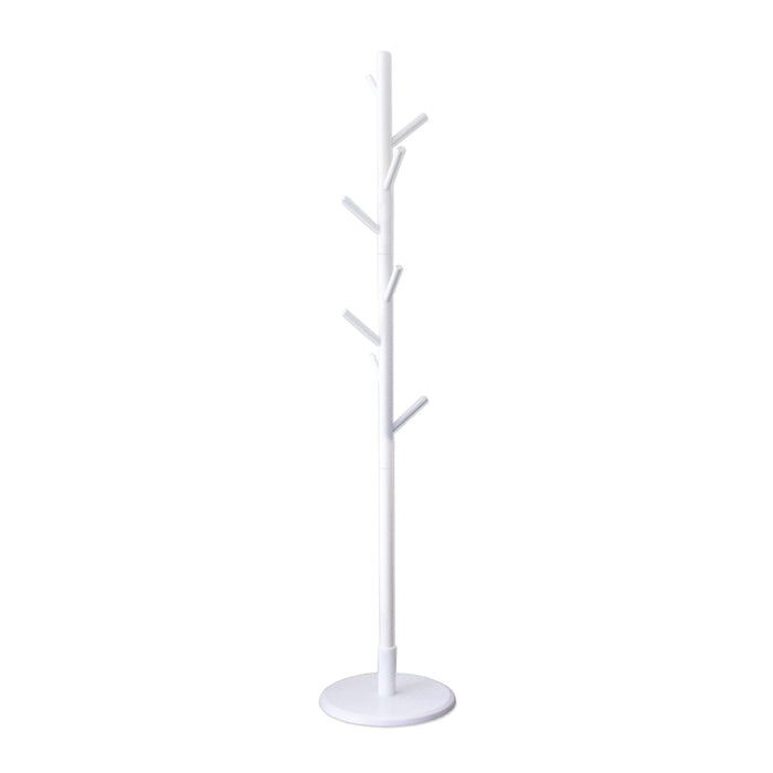 QUVIO Staande kapstok hout - 175 cm hoog - 8 ophanghaken - Wit