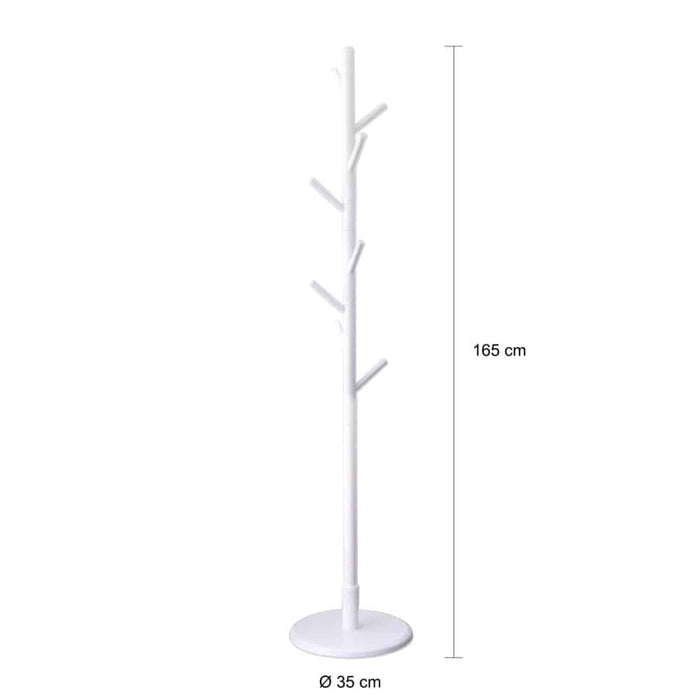 QUVIO Staande kapstok hout – 175 cm hoog – 8 ophanghaken – Wit - ThatLyfeStyle
