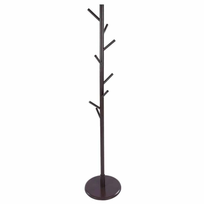 QUVIO Staande kapstok hout – 175 cm hoog – 8 ophanghaken – Bruin - ThatLyfeStyle