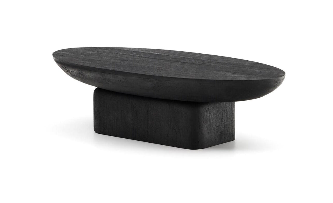 Kave Home Ovale Salontafel Ovak Acaciahout, 140 x 70cm - Zwart - Ovaal
