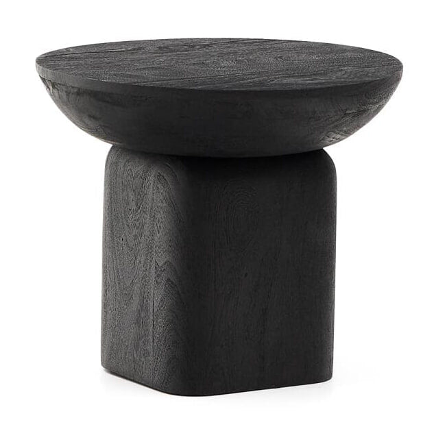Kave Home Ronde Bijzettafel Ovak Acaciahout, 50cm - Zwart
