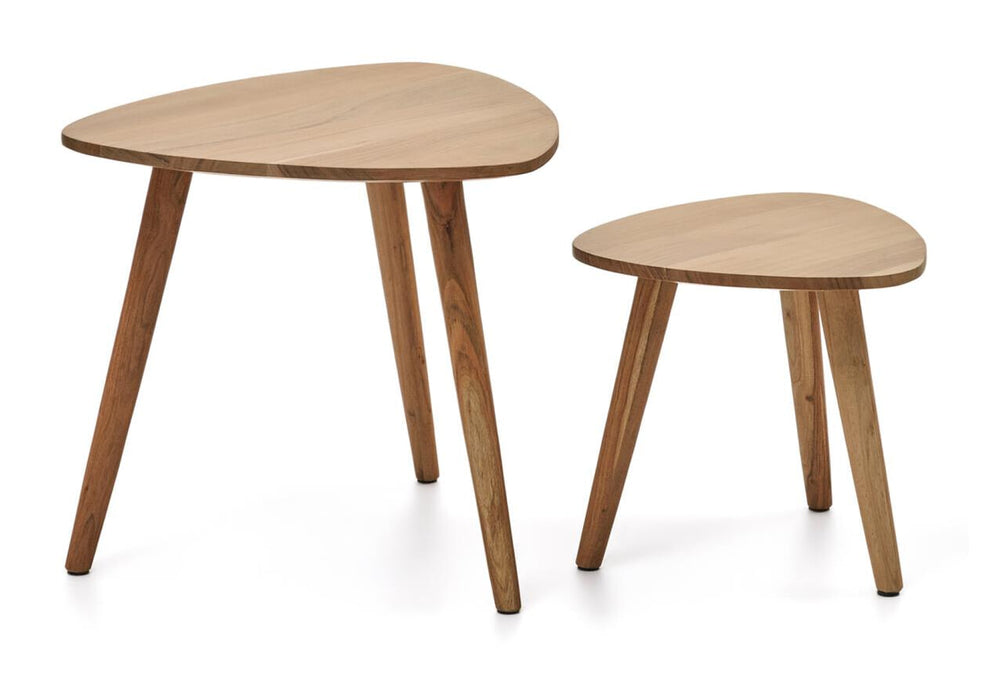 Kave Home Organische Bijzettafel Duvani Acaciahout, Set van 2 stuks - Naturel