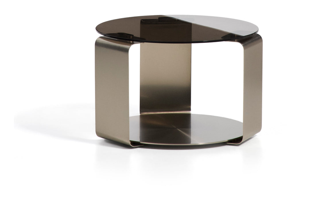 Kave Home Ronde Salontafel Dolven Glas en metaal, Ø60cm - Bruin