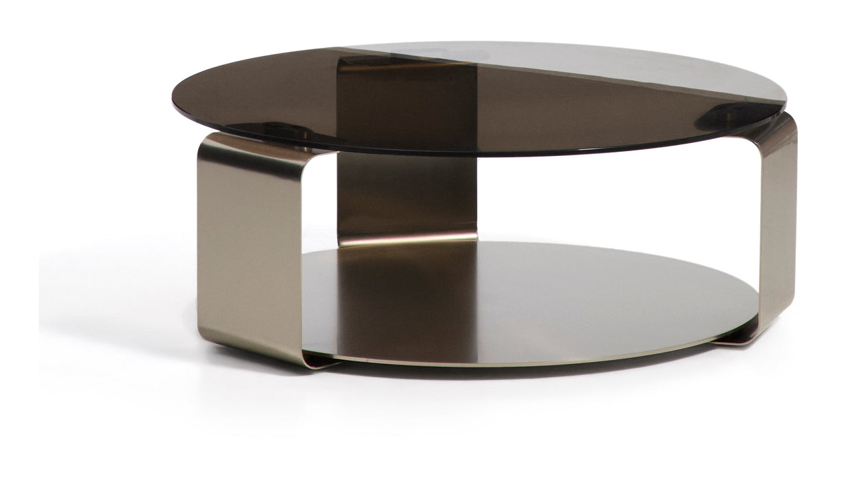Kave Home Ronde Salontafel Dolven Glas & Metaal, Ø80cm - Bruin