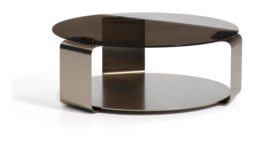 Kave Home Ronde Salontafel Dolven Glas & Metaal, Ø80cm - Bruin