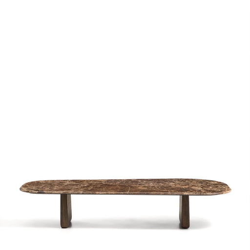 Kave Home Salontafel Pirita Bruin marmer en donker eiken, 147 x 65cm - ThatLyfeStyle