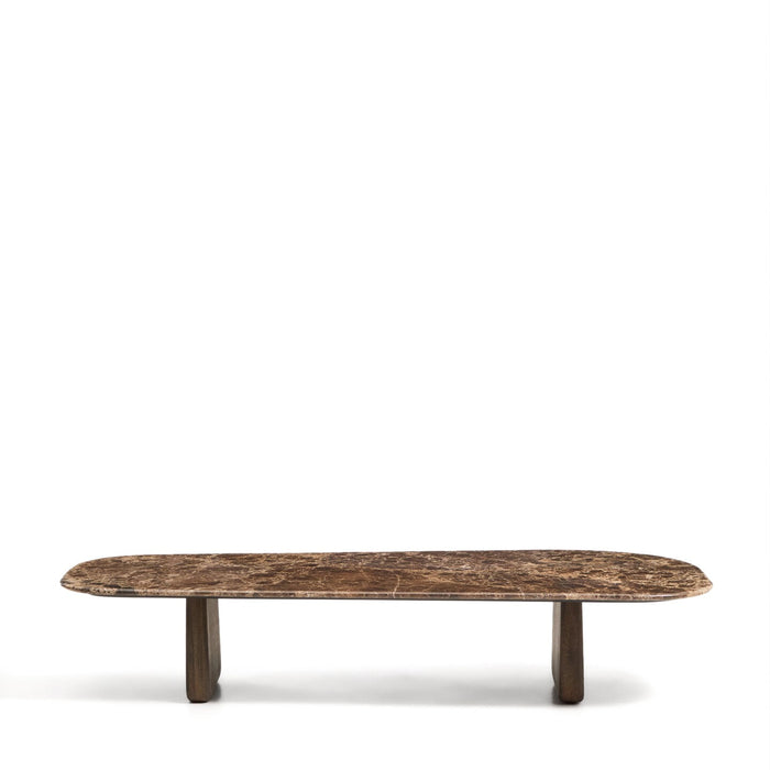 Kave Home Salontafel Pirita Bruin marmer en donker eiken, 147 x 65cm