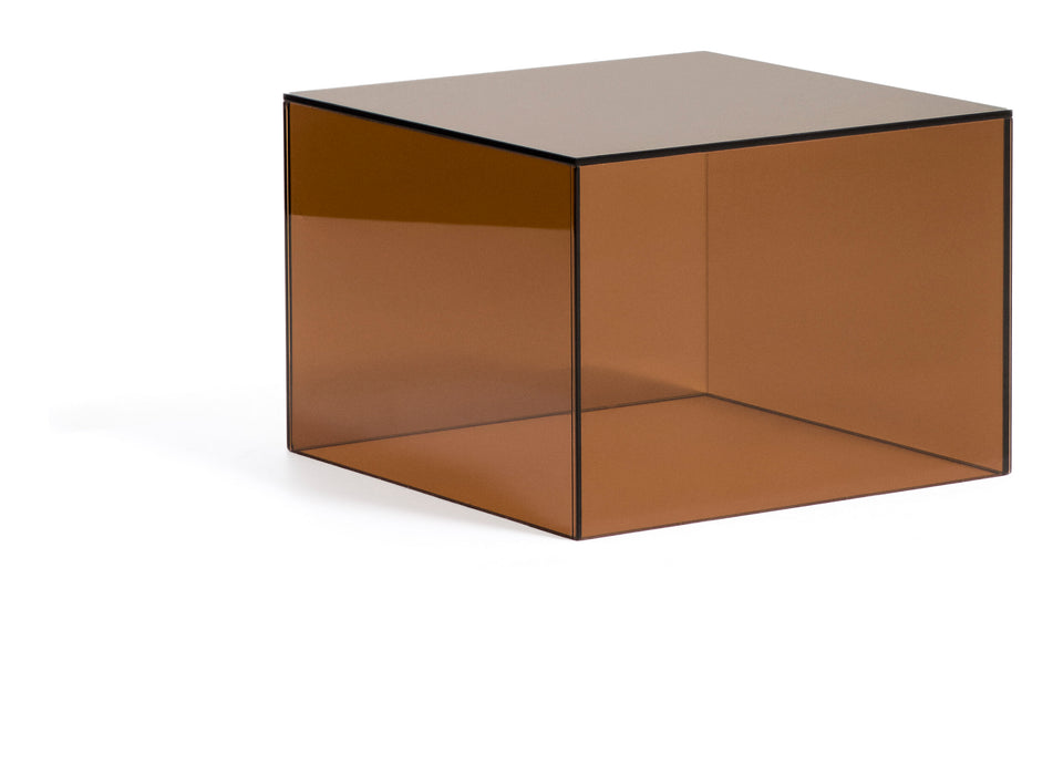Kave Home Vierkante Salontafel Orlia Glas, 50 x 50 cm - Bruin