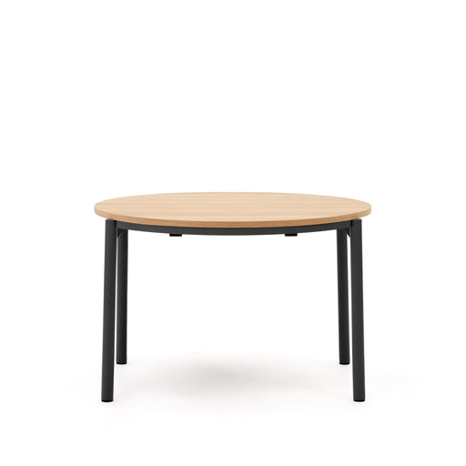 Kave Home Ronde Uitschuifbare Eettafel Montuiri Eiken, 120 - 200 x 120cm - Zwart