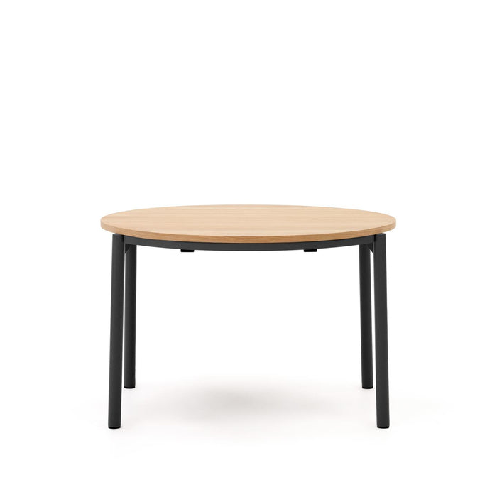 Kave Home Ronde Uitschuifbare Eettafel Montuiri Eiken, 120 - 200 x 120cm - Zwart