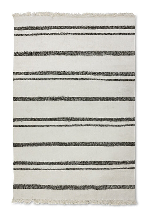 HKliving Vloerkleed Striped Wol, 200 x 300cm - Crème