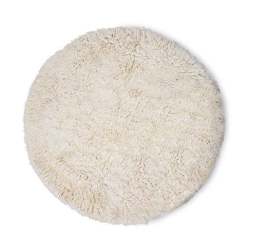 HKliving Rond Vloerkleed Fluffy Wol, Ø250cm - Wit