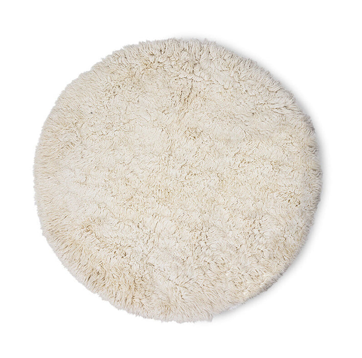 HKliving Rond Vloerkleed Fluffy Wol, Ø250cm - Wit