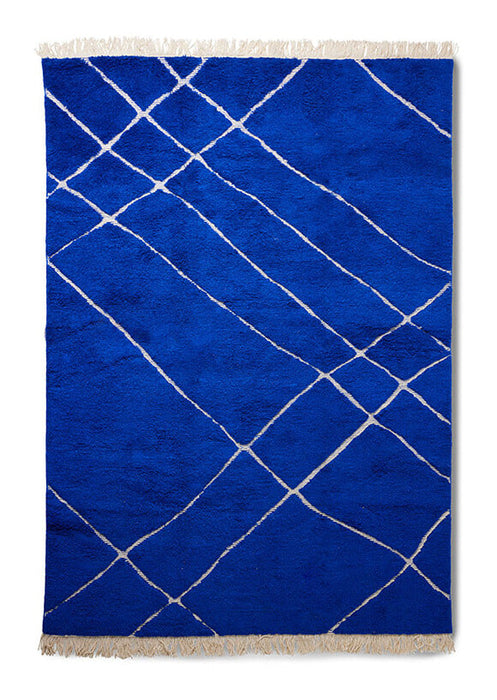 HKliving Vloerkleed Knotted Wol, 200 x 300cm - Kobaltblauw