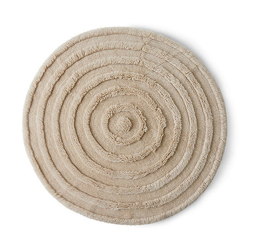 HKliving Rond Vloerkleed Round Wol, Ø150cm - Crème
