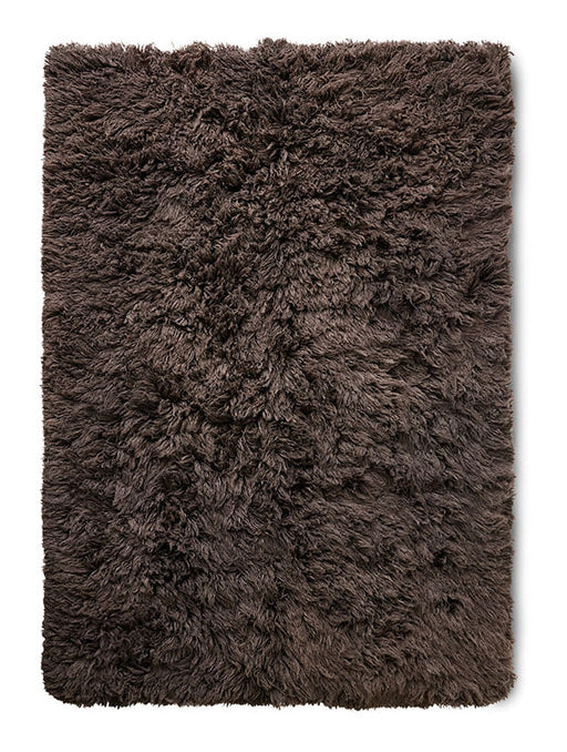 HKliving Vloerkleed Fluffy Wol, 200 x 300cm - Espresso