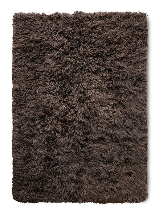 HKliving Vloerkleed Fluffy Wol, 200 x 300cm - Espresso