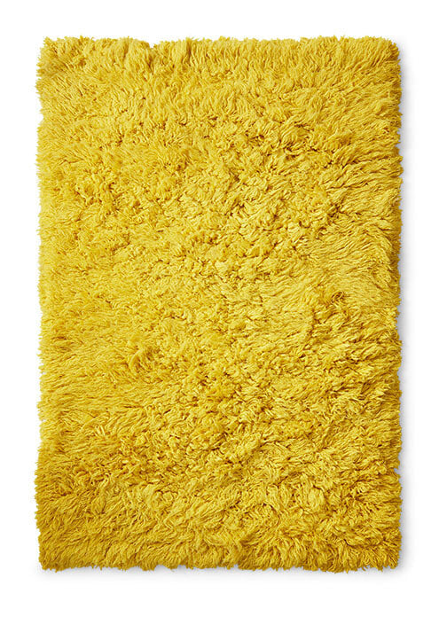 HKliving Vloerkleed Fluffy Wol, 150 x 240cm - Geel