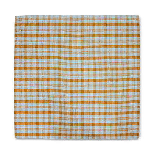 HKliving Tafelkleed Vida check Linnen, 180 x 180cm - Amber/Blauw