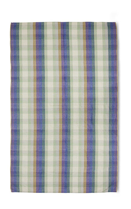 HKliving Tafelkleed Vida check Linnen, 140 x 220cm - Mint/Kobalt