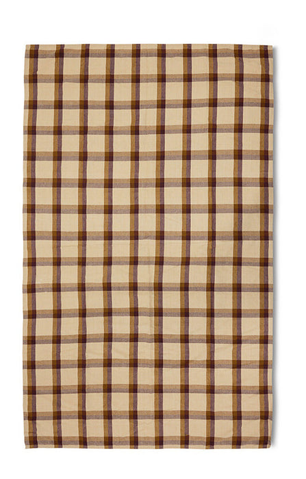 HKliving Tafelkleed Vida check Linnen, 140 x 220cm - Chestnut/Crème
