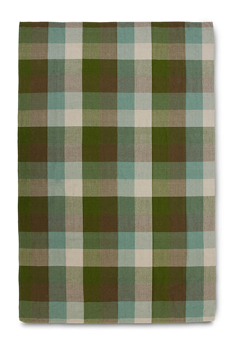 HKliving Tafelkleed Vida check Linnen, 140 x 220cm - Mint/Olijfgroen
