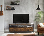 TV Meubel Tot 75 inch, Met 3 Laden, Vintage Bruin-Zwart - ThatLyfeStyle