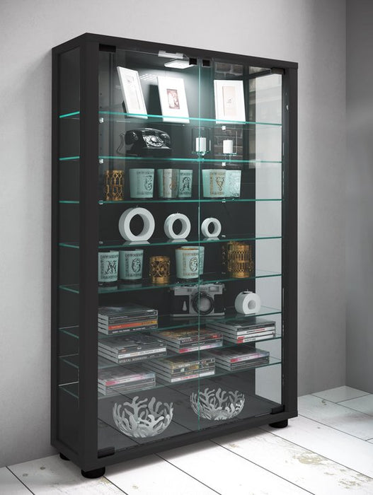 VCM Houten vitrinekast Lumo Hout Zwart - ThatLyfeStyle
