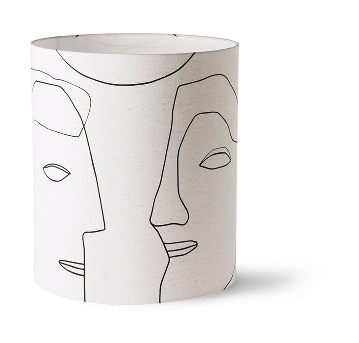 HKliving Lampenkap Printed Faces Jute, Ø36cm - Naturel