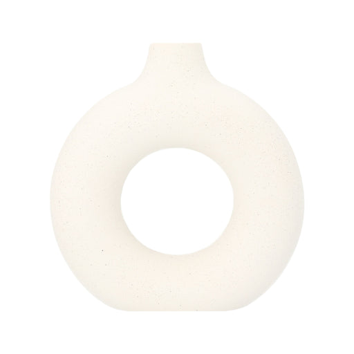 QUVIO Donutvaas - Rond - Keramiek - Gebroken wit - S