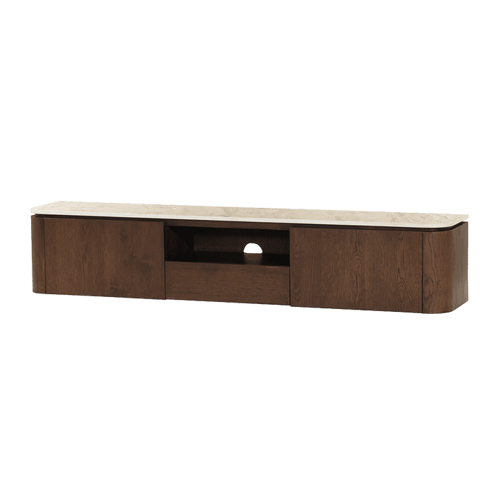Tower Living Zwevend TV-Meubel Venzone Travertinlook en eiken, 185cm - Bruin