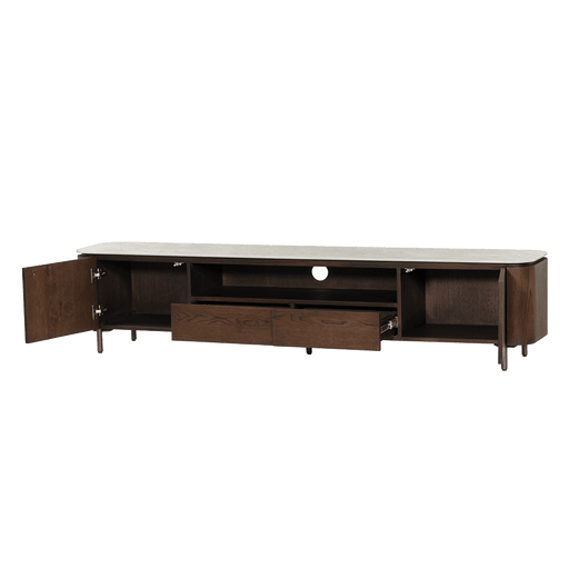 Tower Living TV-meubel Venzone Travertinlook en eiken, 210cm - Donkerbruin