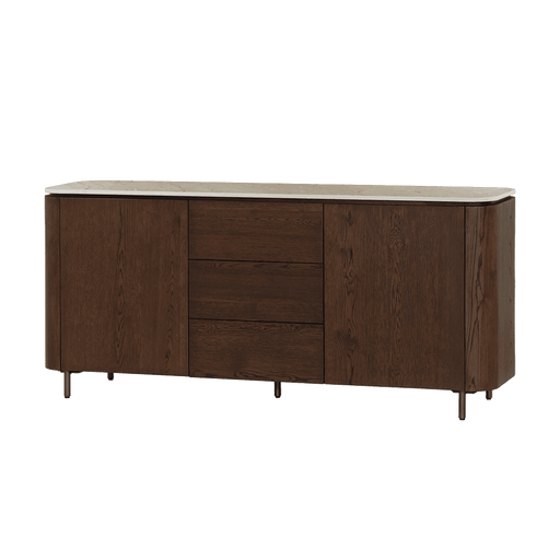 Tower Living Dressoir Venzone Travertinlook en eiken, 180cm - Donkerbruin