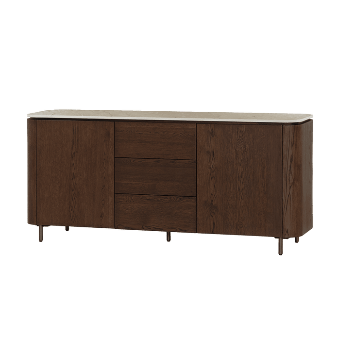 Tower Living Dressoir Venzone Travertinlook en eiken, 180cm - Donkerbruin