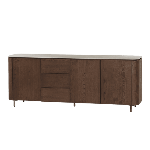 Tower Living Dressoir Venzone Travertinlook en eiken, 210cm - Donkerbruin