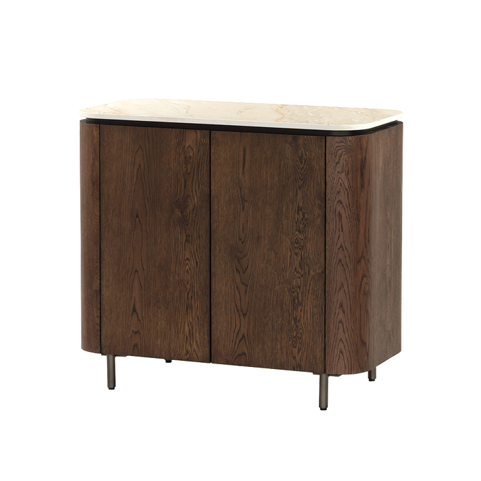 Tower Living Dressoir Venzone Travertinlook en eiken, 90cm - Donkerbruin