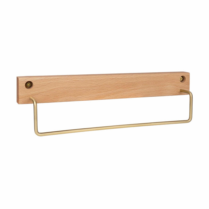 QUVIO Handdoekhouder - Hout en metaal - Lichtbruin